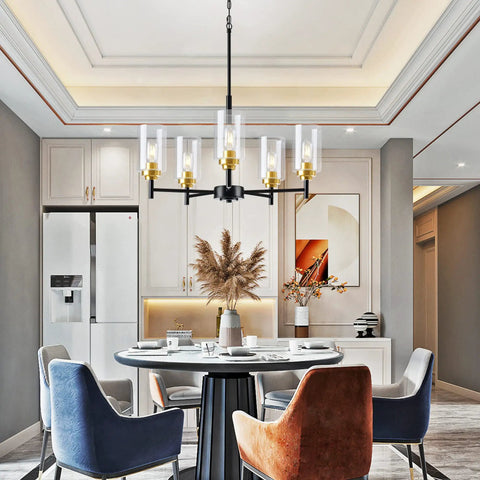 Dining room with Three Light Linear Kitchen Island Chandelier Rectangle Pendant Lights For Dining Room Farmhouse Hanging Lights