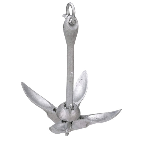 Grapnel Folding Anchor With Four Galvanized Flukes For Small Vessels And Personal Watercraft 5 Pound Malleable Iron Folds For Easy Storage