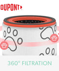 Pet Odor and Dander Filter for Z-2000 Air Purifier True HEPA with Activated Carbon, medium size with 360-degree filtration design.