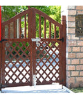Wooden gate showing 4 Piece Black T Strap Gate Hinges Set With Screws, Six Inch Heavy Duty Rustproof Hinges for Fences and Metal Gates