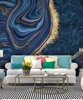 Living room with Peel And Stick Blue Marble Wallpaper Rolls 144 Inch Wide By 100 Inch High Self Adhesive Decor For Walls