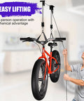 Heavy Duty Bike Hoist Lift System For Garage Ceiling Storage Up To 85 Lb Capacity Ebike Pulley Hoist lifting bike