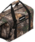 Hella Durable 48 Can Insulated Soft Sided Cooler Featuring Realtree Xtra Camo Shell with durable straps for easy carry.
