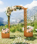 Natural Fir Wood Garden Arbor With Planter Boxes, Outdoor Trellis For Climbing Plants Like Roses And Vines, Garden Arch Setup
