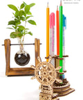 Dope Mechanical Wheel Desk Organizer Kit For Adults And Family, 3D Wood Puzzle With Moving Parts, STEM DIY Project, Holds Up To Six Pens Or Pencils, Educational Home Office Toy wooden pen holder with pencils