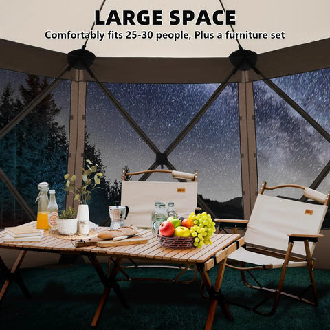 15x15 Foot Pop Up Gazebo Screen Tent For Camping Instant Hub Canopy With Mosquito Netting Spacious Screen Room