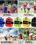 Set Of Five Legit Sturdy Handheld Tally Clicker Counters With Four Digit Dial And Slick Abs Body in blue, red, green, yellow, black for sports and games.
