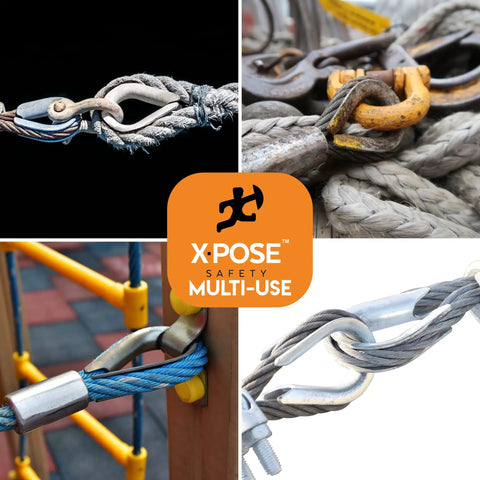 Heavy Duty Stainless Steel Wire Rope Thimbles 1/8 Inch Marine Rigging Sailing Thimble Kit Boat Anchor Fishing, multi-angle view of thimbles connected.