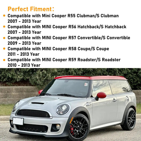 Silver MINI Cooper with red roof compatible with MINI Cooper Headlight Trim Ring Kit 2007-2013 R55 R56 R57