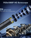 Endoscope Camera With Light For Tight Spaces, IP67 Waterproof Borescope with optical zoom feature and lens diagram