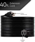 Heavy Duty Outdoor Extension Cord 40 Ft 3 Prong 16 AWG 125 VAC ETL Certified Multipurpose Power Cable, black coiled cord
