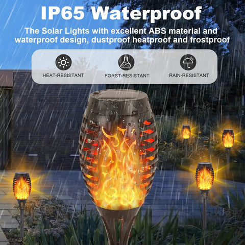 12 Pack Solar Torch Lights With Flickering Flame For Outdoor Decor Waterproof Garden And Pathway Lighting LED Flame Torches
