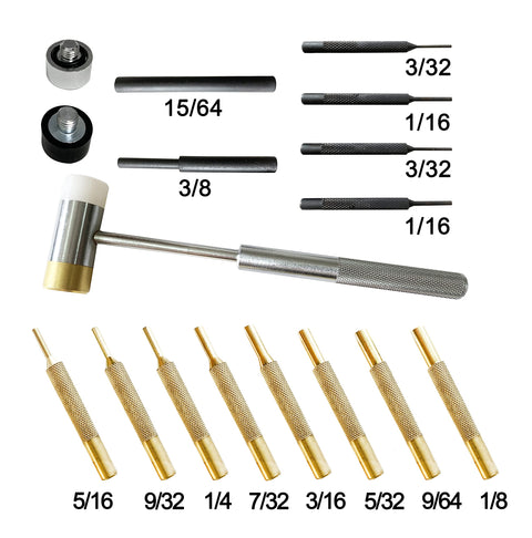Pro Grade Interchangeable Punch Set With Four Head Hammer For Gunsmithing And Maintenance Includes Brass Steel And Nylon Punches