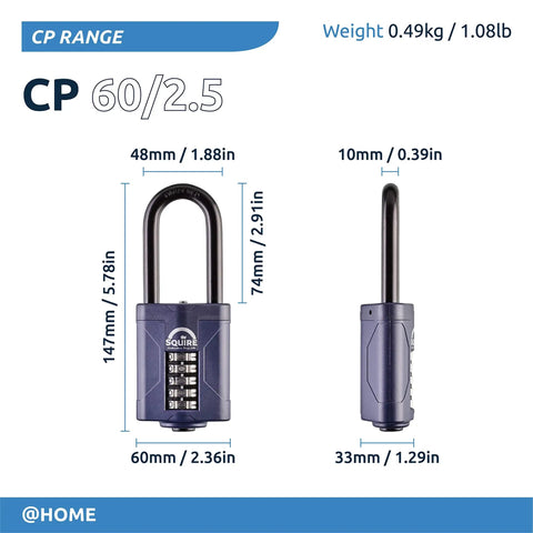 Beefy Heavy Duty Five Wheel Combination Padlock With Long Shackle, Alloy Steel, Weatherproof And Corrosion Resistant, 2.36 Inch