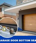 DGSL garage door bottom seal, black rubber, 16 ft, 5/16 in T-end, installed along door bottom.