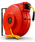 Retractable 3/8 Inch Air Hose Reel With 50 Foot PVC Hose, Heavy Duty Polypropylene Construction, 300 PSI Max, wall mounted