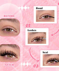 Step-by-step application of Lash Extension Kit With 280 Mink Like Cluster Lashes D Curl Volume 9 To 16 Mm 40D 50D