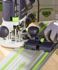 Guide Stop Adapter For OF 1400 Router And FS Guide Rails with precise one-tenth-millimeter adjustment for clean routing