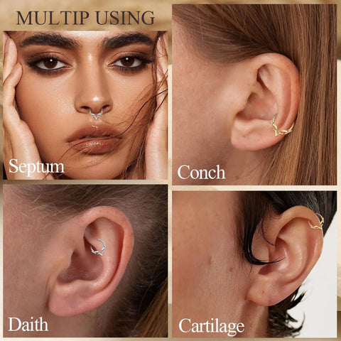 Gold Blade Wings V Shape Septum Ring 16G 1.2mm Stainless Steel Nose Hoop 8mm Daith Helix Tragus Rook Conch Cartilage Earring usage