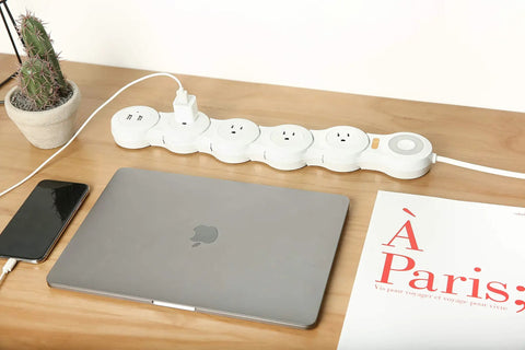 Flexible Surge Protector Power Strip With 6 Foot Cord 4 Outlets 2 USB Ports Overload Protection Flat Plug Rotatable 180 Degree Design