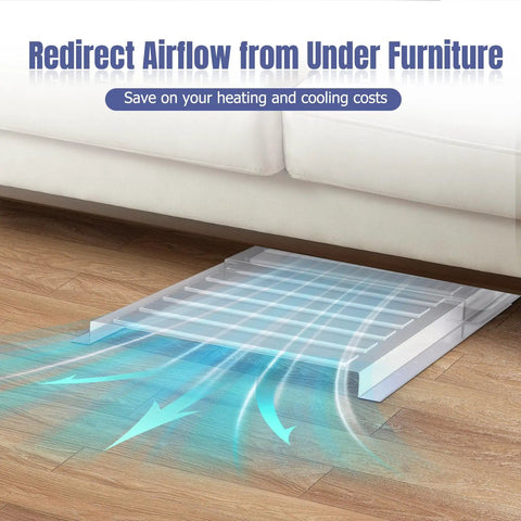 Two Pack Magnetic Air Vent Extender For Under Furniture And Floors, Upgraded Thick Floor Deflectors shown redirecting airflow