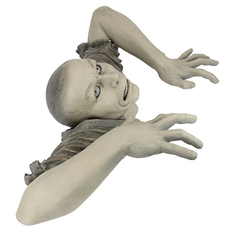 Zombie Of Montclaire Moors Indoor Outdoor Garden Statue Halloween Decor Creepy Graveyard Ghoul reaching forward in full color finish