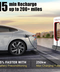 Tesla NACS To CCS1 Charger Adapter 500A 1000V Fast Charge For EVs Up To 250KW 80 Percent In 30 Minutes connected to car