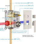 All Metal Shower System With 12 Inch Rain Shower Head And Handheld, Wall Mounted Faucet Set With Pressure Balance Valve and Trim Kit schematic