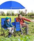 Grab And Go Double Portable Picnic Chair With Detachable Umbrella Built In Cooler Bag And Cup Holders Folding Camping Chair