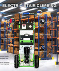 Huge 1200w Electric Stair Climbing Hand Truck For Moving Heavy Loads Like Fridges Furniture And Water Heaters Up To 880 Lbs One Go Save Your Back Tired? rear view showcasing 1200W motor and adjustable speed controls.