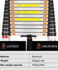12.5ft Aluminum Telescoping Ladder For Home And Outdoor Projects Do It Yourself Ready Extends Smoothly Folds Flat 330 Lb