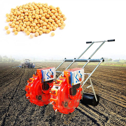 Portable Seeder Spreader Double Row Seed Planter Hand Push Walk Behind Fertilizer Applicator For Hemp Corn Cotton 10 Mouths