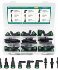 30 Piece Fuel Line Quick Connector Set For SAE 5/16 Inch Hoses in case, assorted 7.89mm 9.49mm 9.89mm fittings, elbows, straight connectors