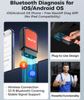 2026 Upgraded Bluetooth OBD2 Scanner And Code Reader For All System Scanning, showing phone connection and scanner design.