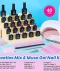 UV Light Gel Nail Polish Kit with 20 Colors and 40 Piece Mix Set, Muse Nail Kit with TPO and HEMA Free Base and Top Coat