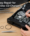 CD Player Belt Replacement Kit For Sony 5 Disc CDP CE245 CE275 CE345 CE375 CE545 CE575 CDP C741 MCE CX80K With Tweezers Durable Japanese Rubber Belts For Smooth Playback And Easy DIY Repairs, Sony 5-disc changer repair with belts and tweezers