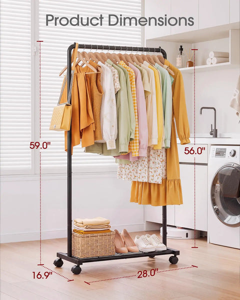 Heavy Duty Clothes Rack With Roll Free Mesh Shelf And Smooth Casters, 82 Pound Steel Clothing Organizer For Coats And Dresses, Tool Free Setup Wardrobe Stand Rock Solid For Every Walk In Closet Space