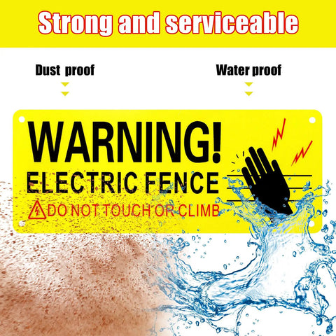 Reflective Aluminum Electric Fence Warning Signs, 8 Pack, 10 By 4 Inches, Weatherproof Outdoor Safety Signs For Farm And Home, UV Gloss Finish For Maximum Visibility And Durability, yellow warning sign