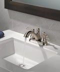 Haywood Centerset Bathroom Faucet In Brushed Nickel, Two Handle Sink Faucet With Drain Assembly, Fits 3 Hole 4 Inch Centerset Install