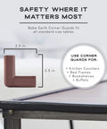 Tot Friendly Corner And Edge Guard Protector Set Includes Sixteen Pre Taped Furniture Bumpers For Tables And Counters Brown corner guard shown fitting a standard table corner.