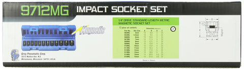 Box for One Quarter Inch Drive 12 Piece Metric Magnetic Impact Socket Set With Beefy Magnets For Secure Fastener Grips Great For Impact.
