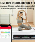 Bluetooth Thermometer Hygrometer With 260 Foot Range Easy App Pairing Wireless Temperature And Humidity Monitor For Home Office Or Garage Battery Powered Real Time Alerts Compatible With iPhone And Android in yoga room with app display