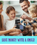 Family using Electronic Piggy Bank For Kids With Passcode Lock And ATM Style Safe A Kid Friendly Coin Bank Toy For Ages 3 To 12