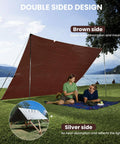 Heavy Duty Waterproof Tarp 8x10 Feet With 14 Mil Thick Tear Resistant Construction showing double sided design at lake