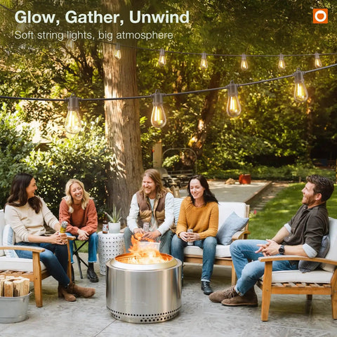 200Ft LED Outdoor String Lights With Remote Dimming Timer and 3 Lighting Modes 64 Shatterproof Edison Bulbs over patio