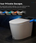 Sleek Sensor Activated Smart Toilet With Built In Bidet Pump And Self Cleaning Deodorizer Featuring Heated Seat And Smooth Flushing Action with ambient lighting.