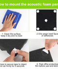 Step-by-step guide showing how to mount Pro Grade Dang Tough Grip Double Sided Acoustic Foam Tape 240 Heavy Duty Round Dots.