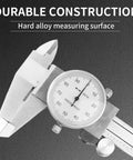 0-6 Inch Dial Caliper Measuring Tool In Imperial Stainless Steel With 4 Way Inside Outside Depth And Step Measurements, 0.001 Inch Precision