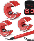 Beast Copper Pipe Cutter Set With One Half Inch, Three Quarter Inch and One Inch Cutters, Deburring Tool, Extra Blades, Storage Case