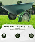 Two Wheel Garden Wheelbarrow Cart With Built In Stand For Home Yard Work, Heavy Duty Utility Wheelbarrow, rust proof frame